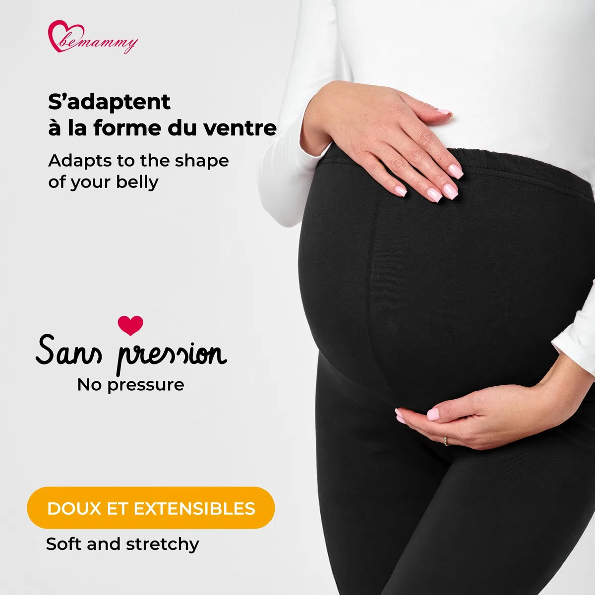 Be Mammy Lote de 2 Legging Grossesse Femme Long Legging Maternité Confortable BE20-230
