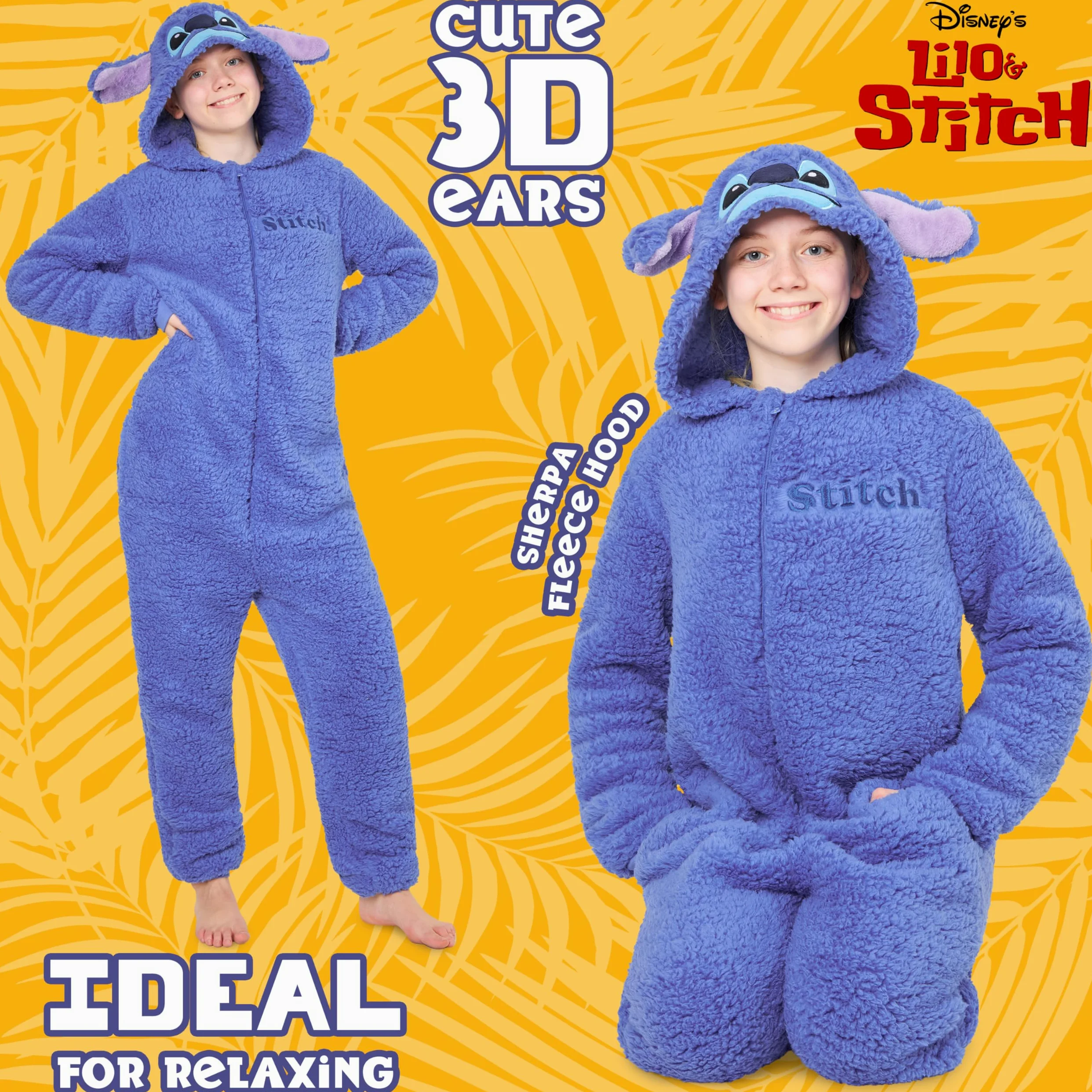 Disney Pyjama Combinaison Enfant, Grenouillère Fille en Polaire Surpyjama Combi Pyjama Stitch Enfant Ado 4-15 Ans
