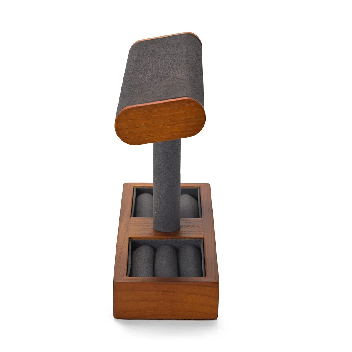 Oirlv Multifonctionnel Bois Massif Support Montre,Porte Montre,Watch Stand Pour Organisateur de Bijoux Bague(Gris Foncé)