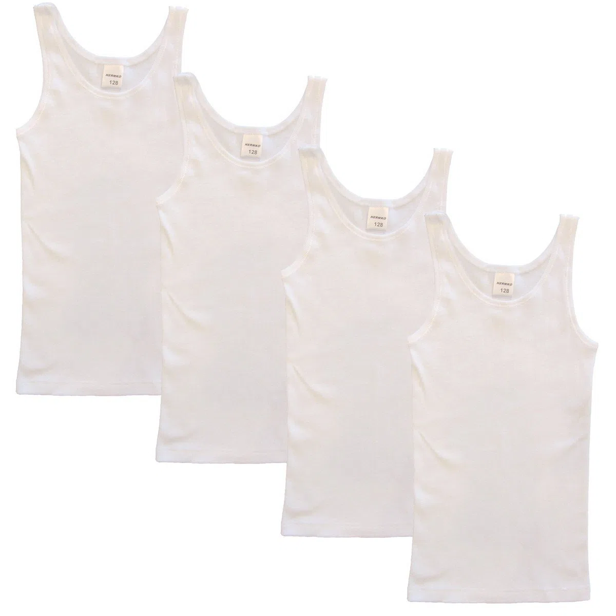 HERMKO 2000 Lot de 4 Maillots de Corps Filles en Coton 100% Bio, débardeur