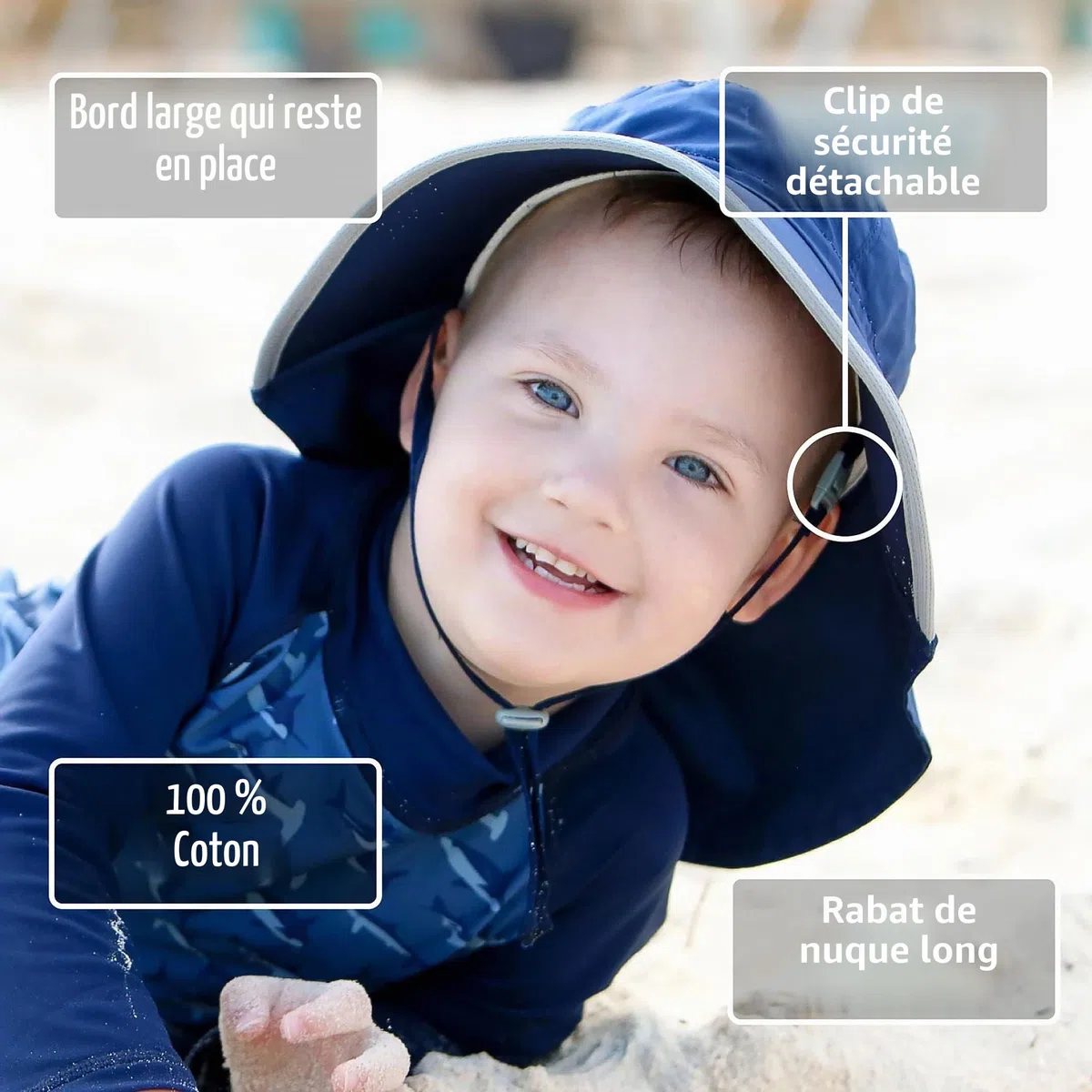 JAN & JUL Chapeau de soleil réglable en coton UPF 50+ pour enfant, 2-5 ans