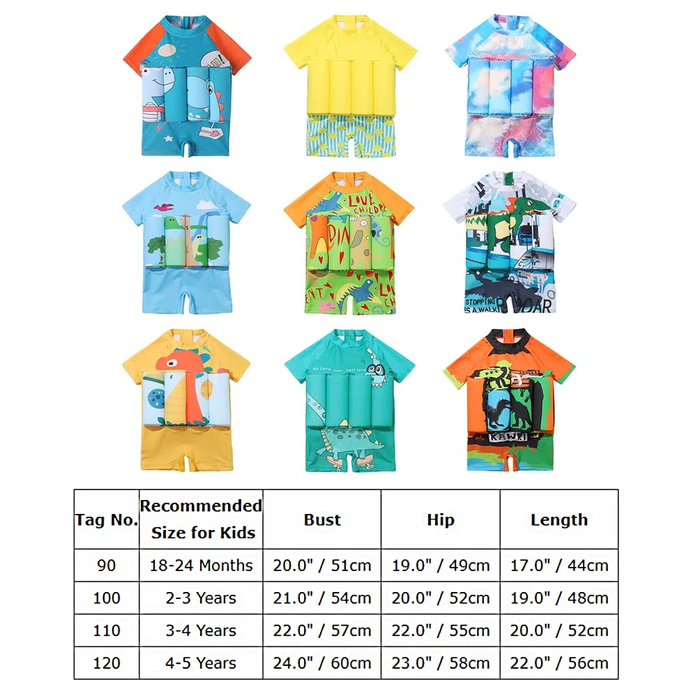 Bébé Garçon Tout-Petit Flotteur Maillot de Bain Une pièce Flottant Manche Courte Flottabilité réglable Maillots Vêtements de Plage d'été Rashguards