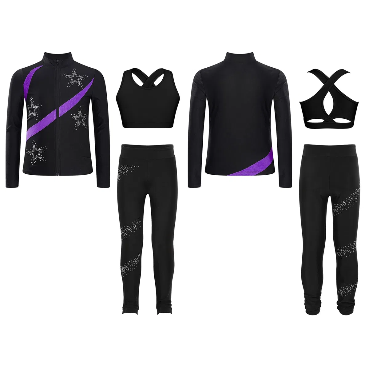 Ensemble De Sportswear pour Filles Costume De Patinage Artistique Pièces Tenue De Gymnastique Tenue De Danse Entraînement