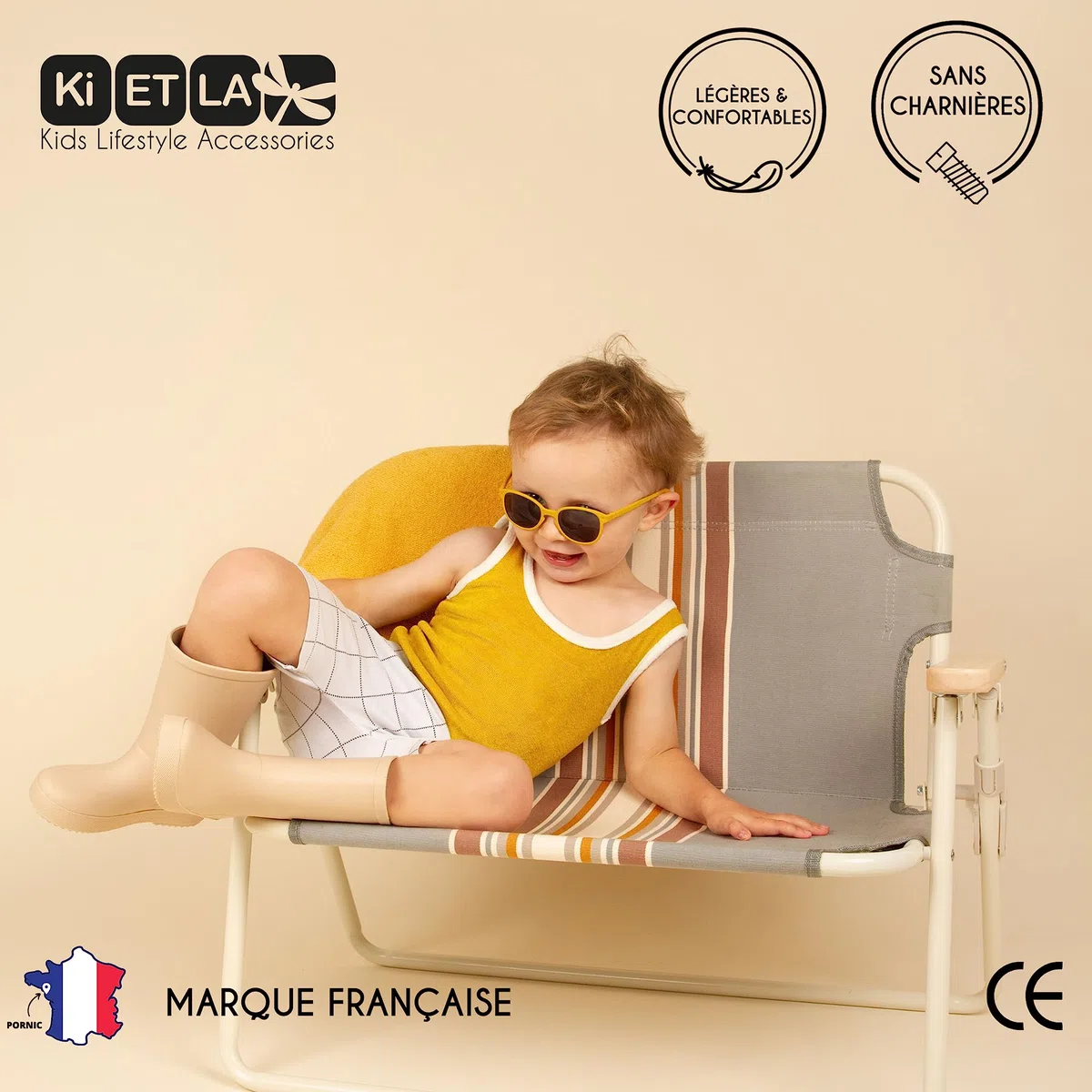 KI ET LA - WAZZ - Lunettes de Soleil Bébé 1-4 ans Norme CE - Protection UV Totale - Ultra Légères - Souples - Incassables - Filtre Lumière Bleu - Marque Française