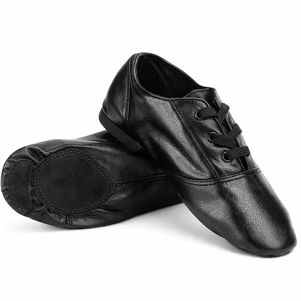 Chaussures de Danse Jazz, Chaussures de Jazz PU de Haute qualité, Chaussures de Sport à Enfiler élastiques pour Enfants Adultes
