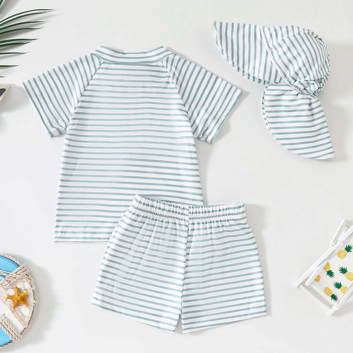 Maillot de bain 3 pièces pour tout-petits et bébés, manches longues, UPF 50+, design de dessin animé, maillot de bain mignon pour tout-petits, enfants, étudiants, avec