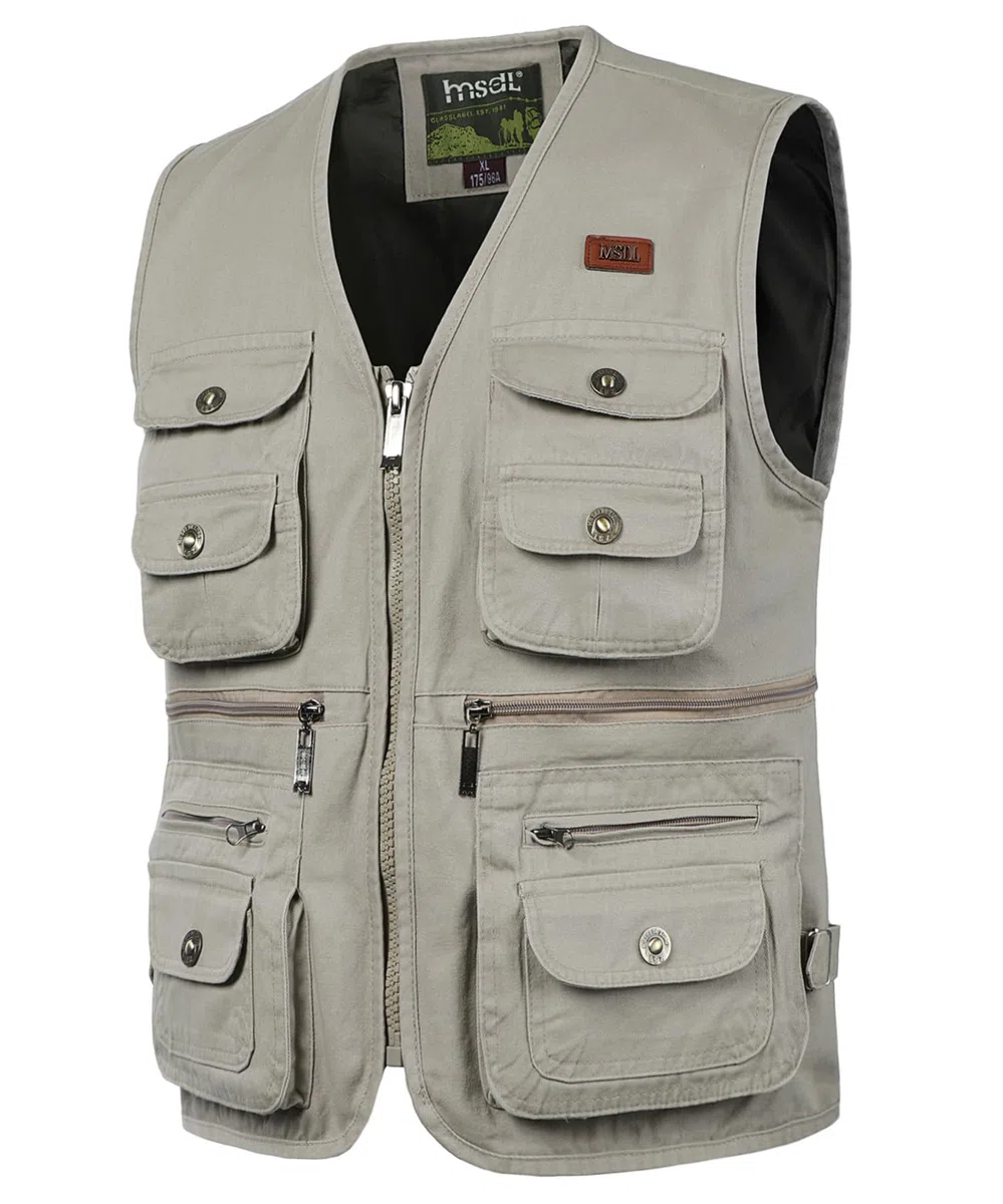 Hommes Gilet de Pêche Multi-Poches Gilet Photographie Chasse Veste Sans Manche de Plein Air Gilet Journaliste de Voyage Pêche