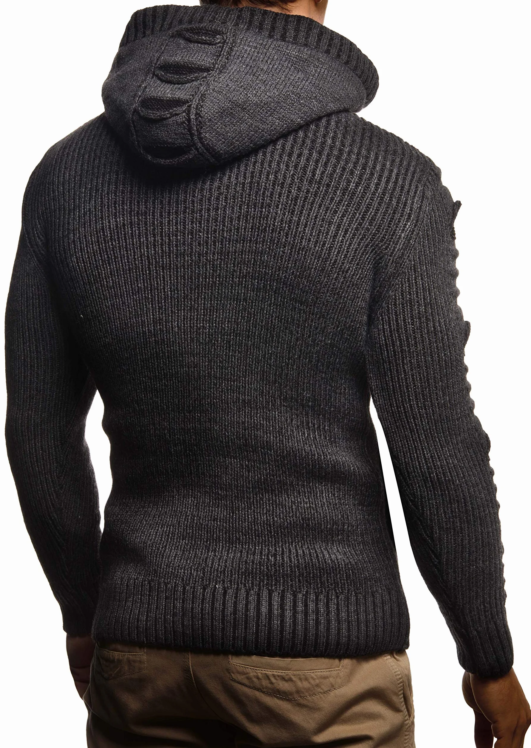 Leif Nelson LN5605 - Cardigan en tricot à capuche pour homme - Élégante veste de loisirs - Coupe ajustée