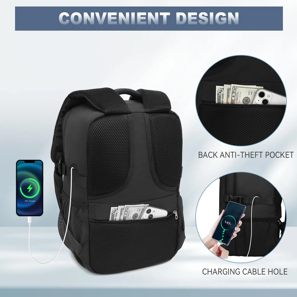 Lossga Sac a Dos Voyage Cabine Avion 40x30x20 Bagages Cabine pour Ryanair avec Poche Antivol Unisexe Sac de Voyage Résistant Bagage à main 24L Sac de Cabine