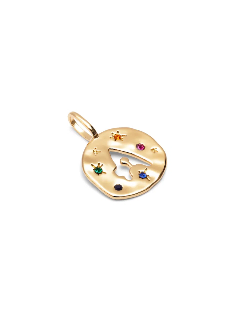 SINGULARU - Charm Personnalisé Organic Colors Letter. Laiton avec Plaqué Or 18 Kt et Zircones. Bijoux pour Femme. Lettre A-Z.