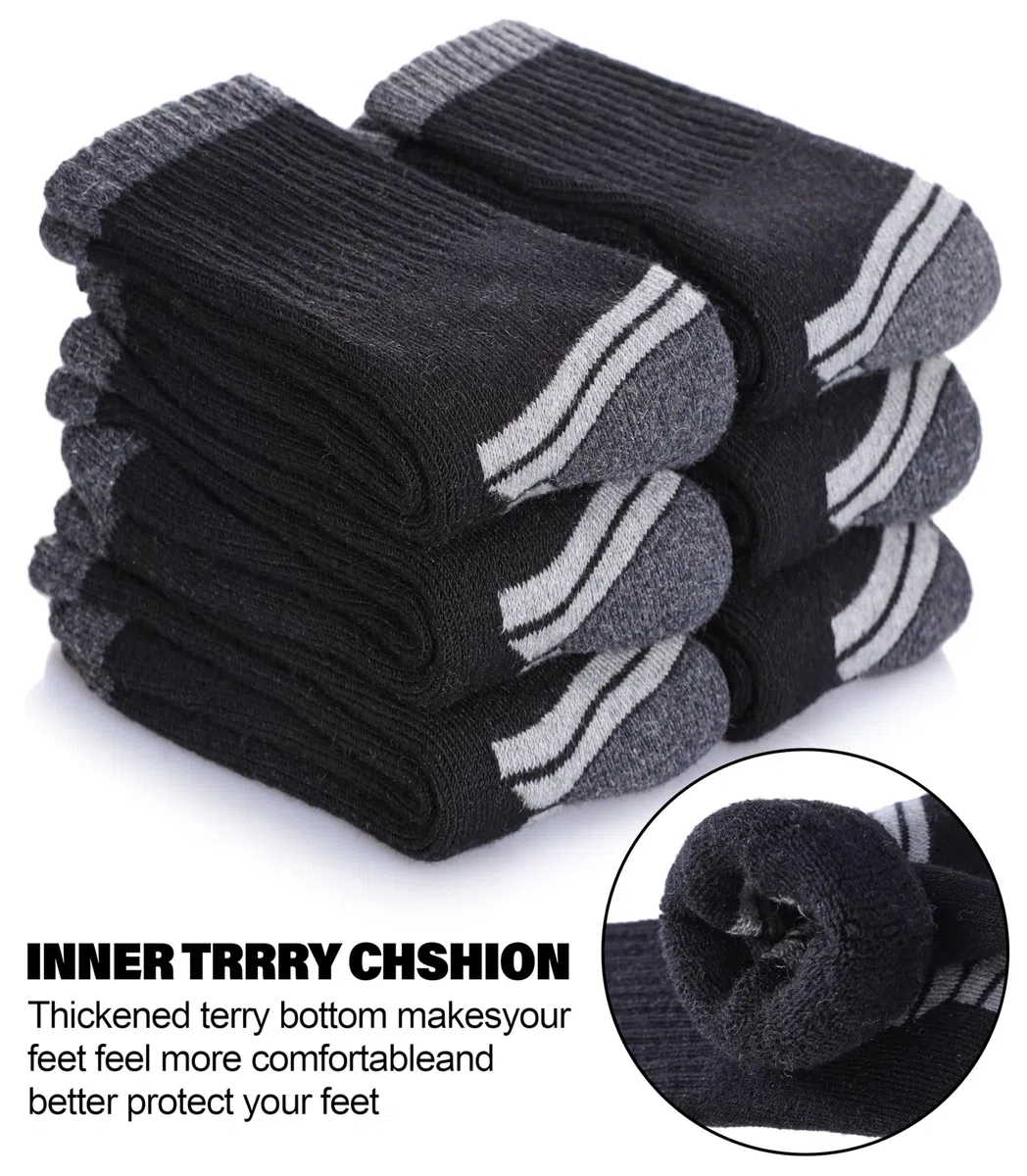 SDBING Lot de 6 paires de chaussettes de randonnée en laine mérinos pour enfants, garçons et filles, avec coussin épais et chaud