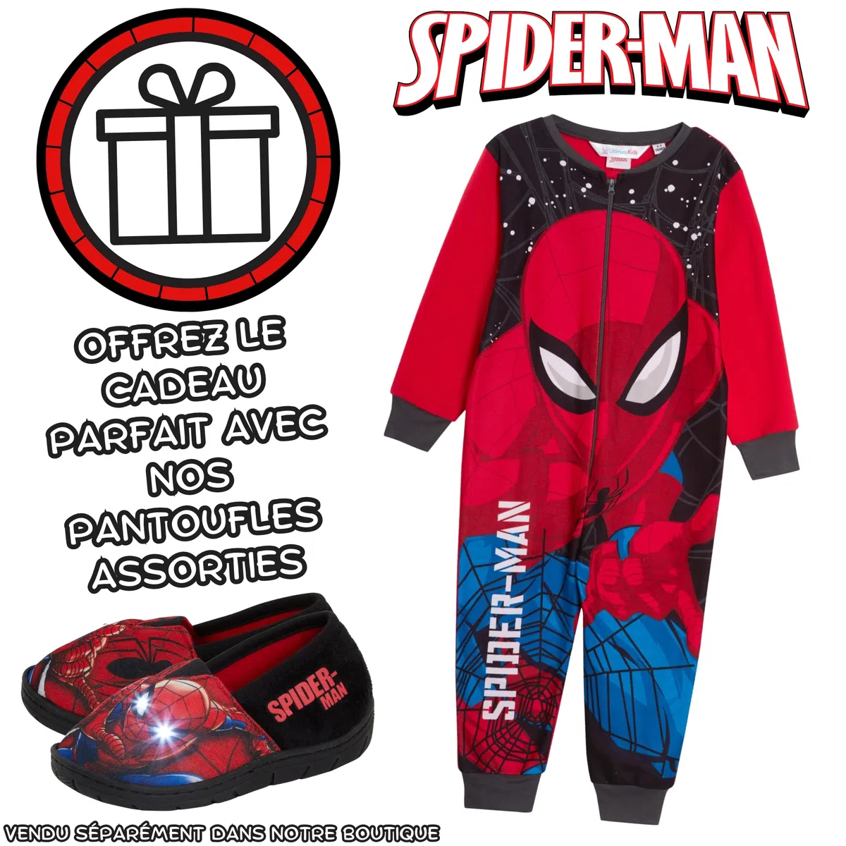 Marvel Le Pyjama Officiel Spiderman pour garçons, en Polaire, Tout-en-Un, Pyjamas pour Enfants, PJs, avec Fermeture éclair, vêtements de détente