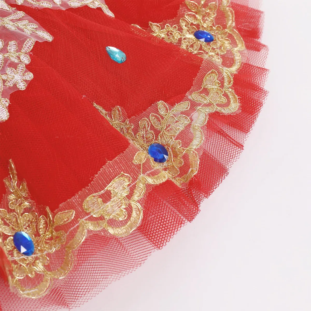 IDOPIP Enfant Fille Costumes de Ballet Danse Tutu Robe Perles Strass Fleurs Broderie Dentelle Cygne Col en V Fines Bretelles