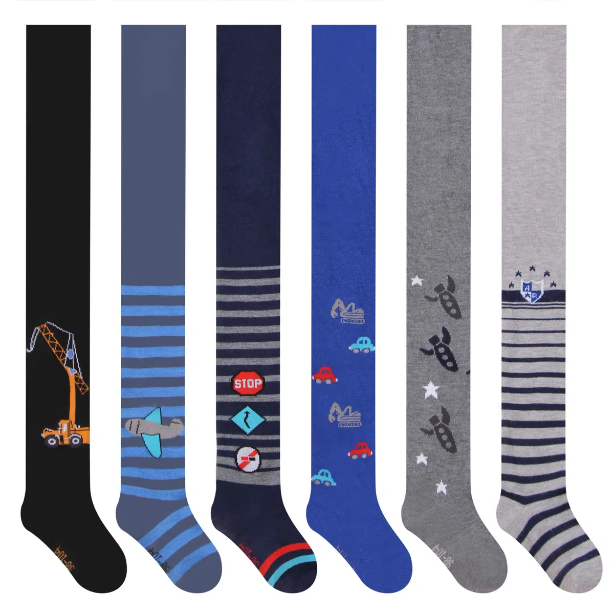 L&K-II Lot de 6 Ensemble de collants bébé et enfant pour garçons avec motif de football de voiture Dino multicolore 27253