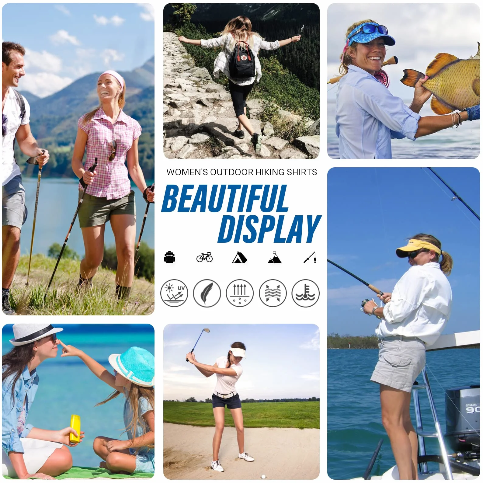 Chemisier pour femme UPF 50+ UV - Protection solaire - Vêtement de safari - Manches longues - Respirant - Pour l'extérieur - Séchage rapide