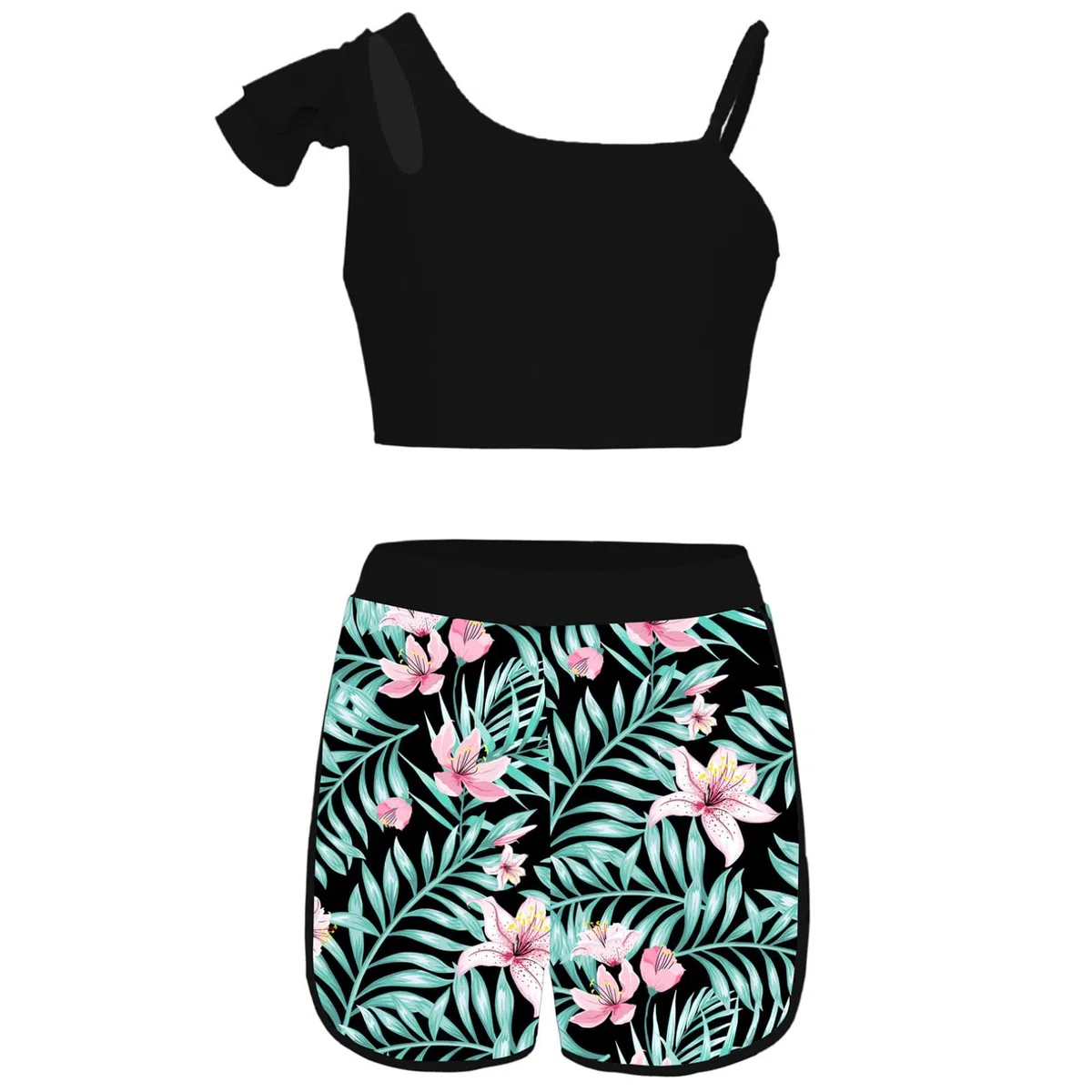 ranrann Enfant Fille Maillot de Bain 3 Pièces Anti UV T-Shirt de Bain Haut et Short de Bain Ensemble Tankini 7-16 Ans