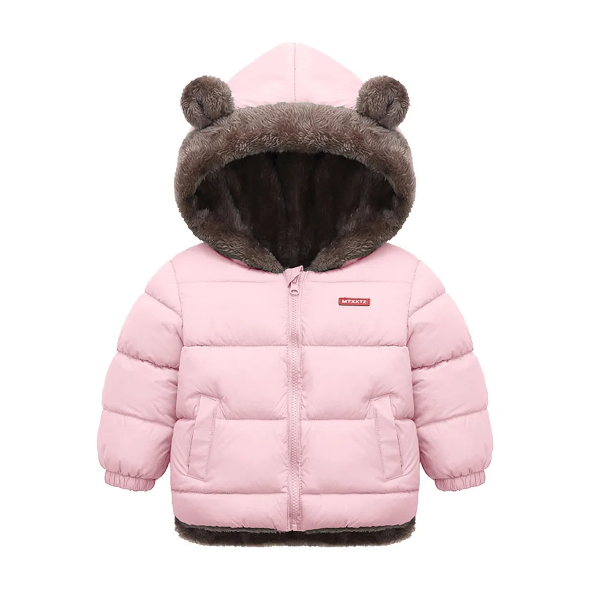 Générique Enfant 2PCS Ensemble de Combinaison de Neige, Doudoune à Capuche + Salopette Pantalons, Manteau de Duvet Zippé Fourrure Hiver Chaud Tenue Imperméable Coupe-vent Plein Air pour Fille Garçon