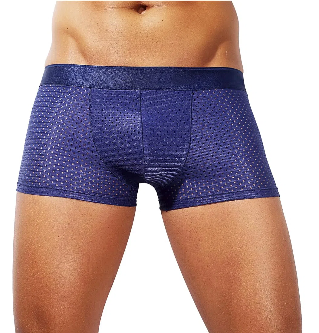 Boxer Homme Respirant, Mesh Shorties Soie Glacée, Transparence Sexy — sous-vêtement Ultra Cool et Confortable Caleçons