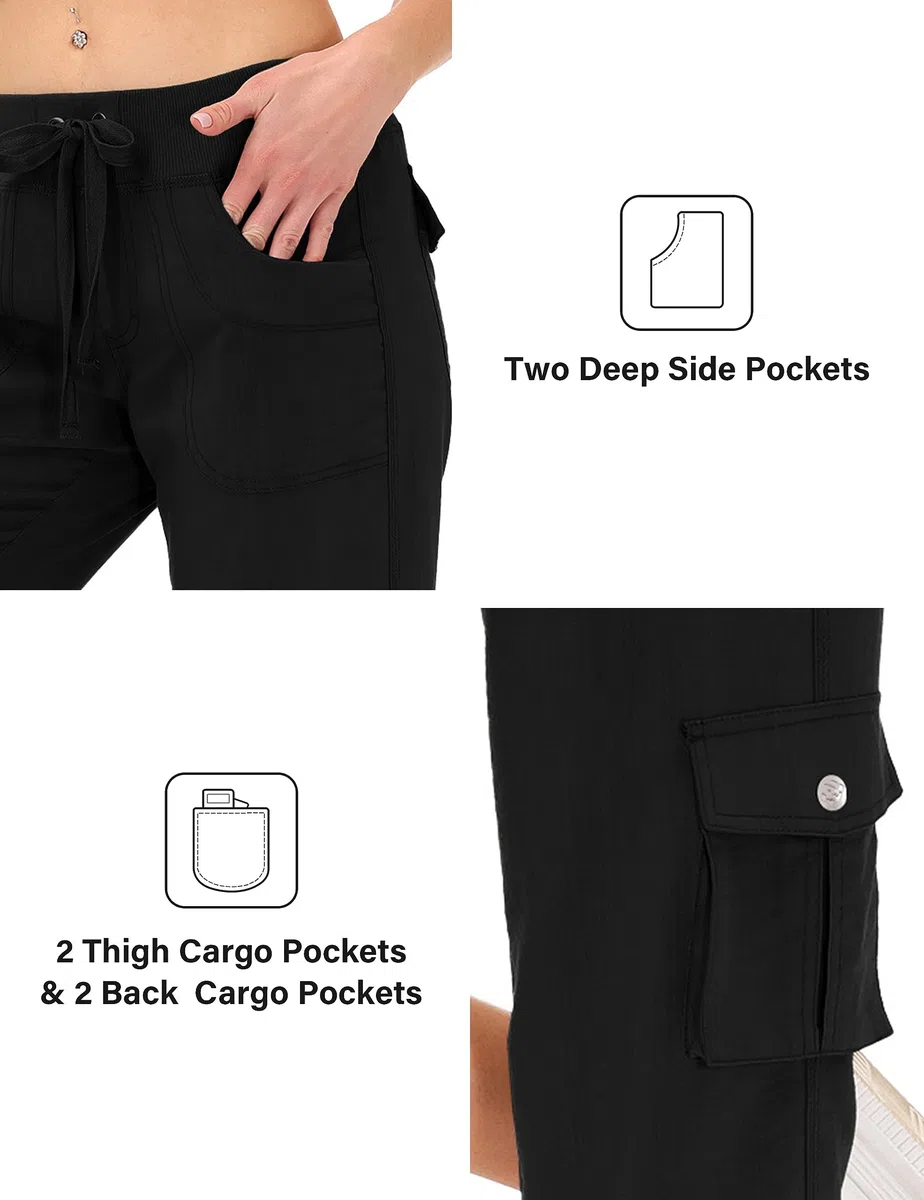 JINSHI Pantalons Femme Pantacourt Cargo d'été 3/4 Long Capri Pantalon avec Plusieurs Poches