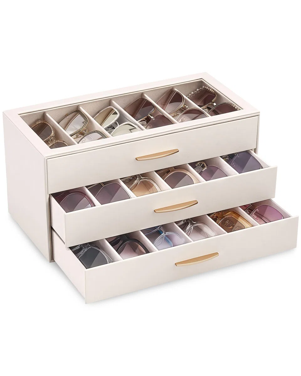 Lolalet Coffret Élégant pour Collection de Lunettes de Soleil, Organisateur avec Tiroirs et Couvercle Transparent
