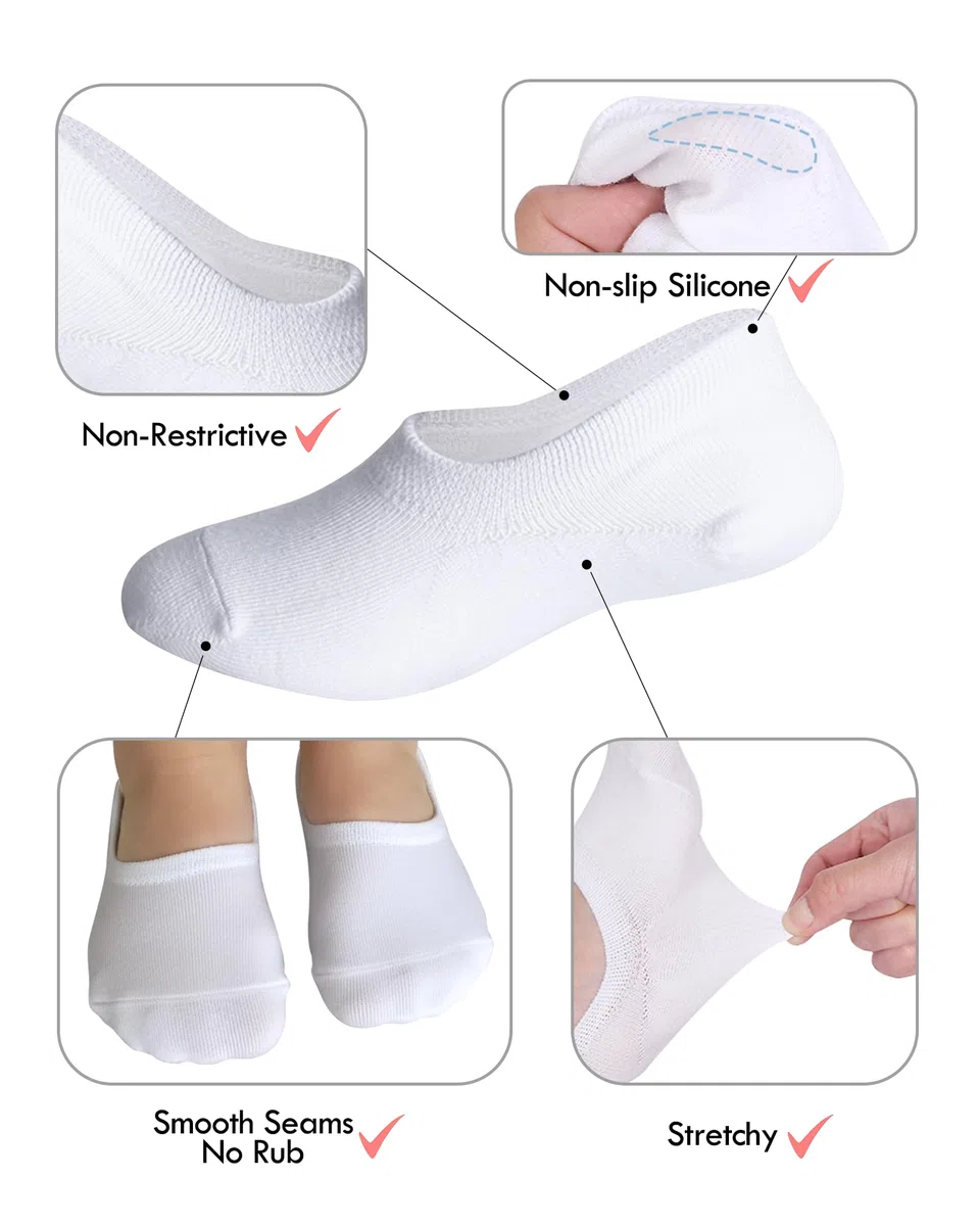 CHUNG Lot de 10 paires de chaussettes invisibles en coton pour petits garçons et filles 2 à 12 ans