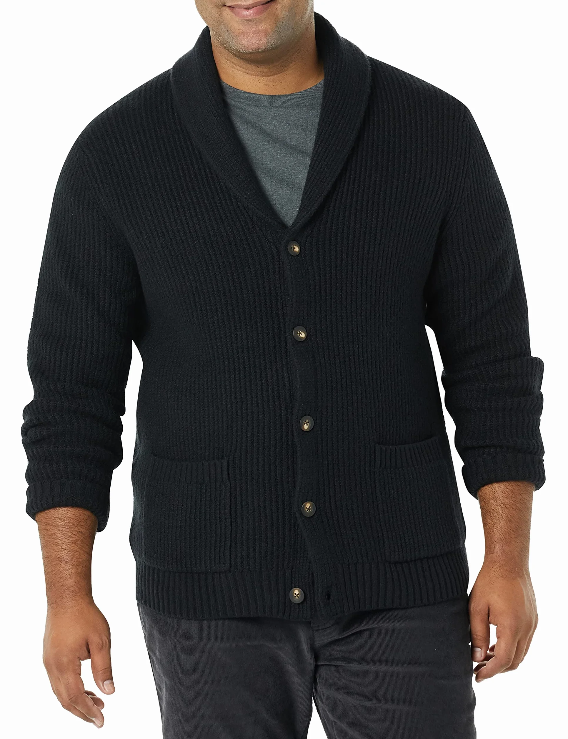 Amazon Essentials Homme Cardigan à Manches Longues et Col Châle, Doux Au Toucher