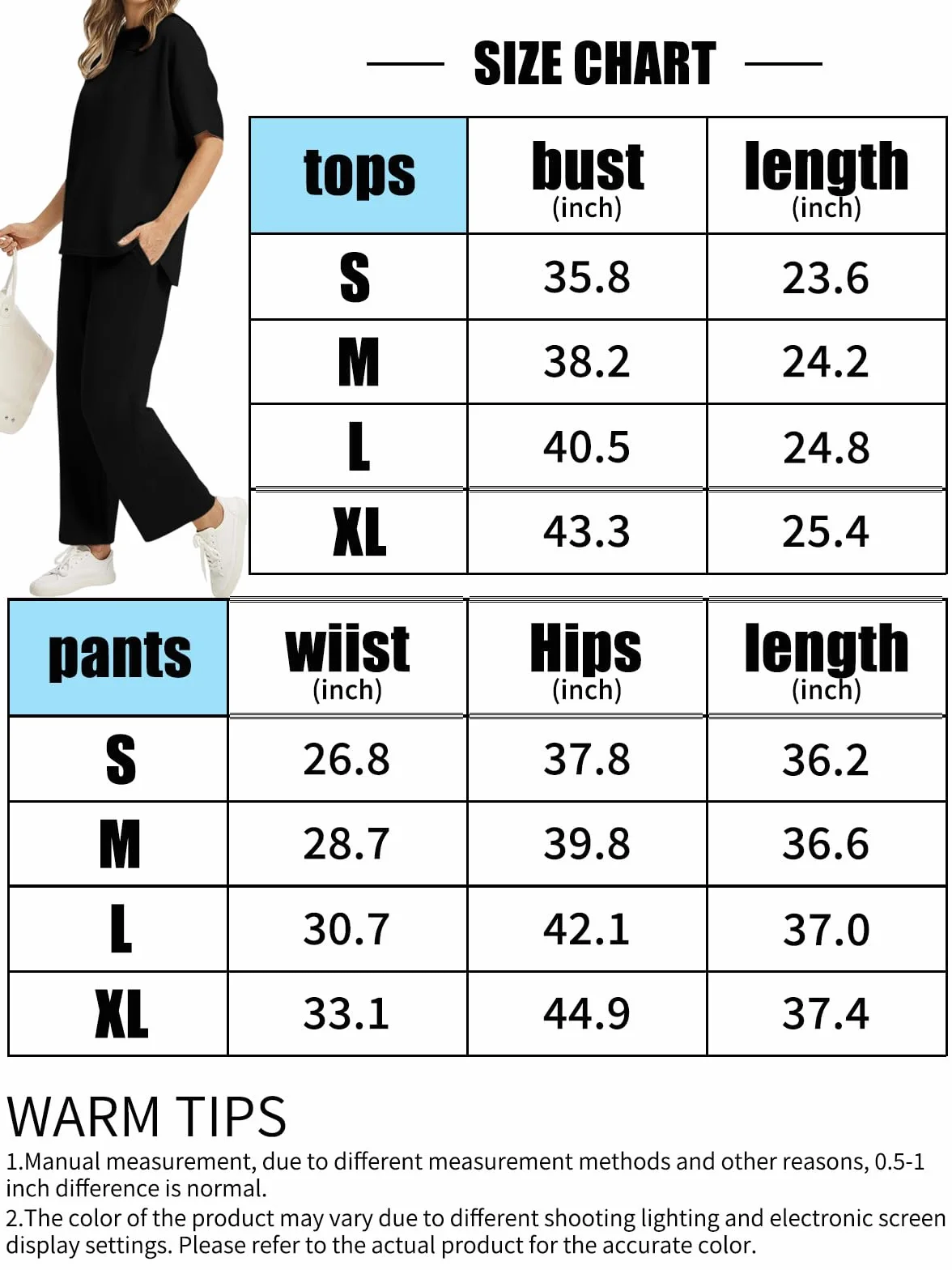 Rayson Survetement Femme D'été Casual Crew Neck Tops Ensemble Deux Pièces Femme Chic et Elegant avec Poches