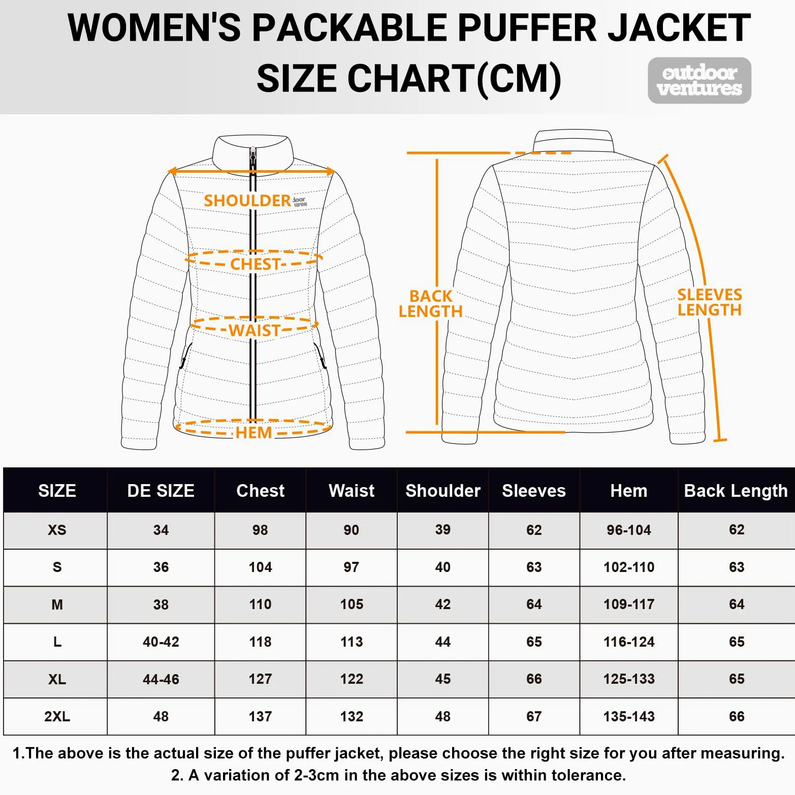 Outdoor Ventures Veste matelassée légère et chaude pour femme - Veste matelassée douce - Pour les loisirs, la randonnée, les voyages, l'extérieur