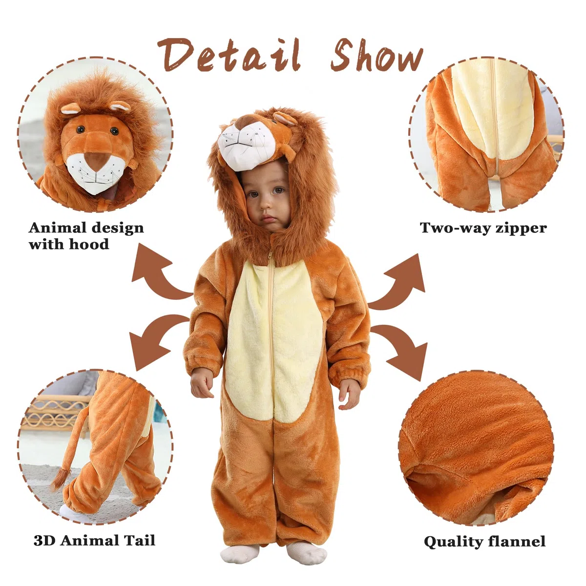 Bébé grenouillere À Capuchon,enfant Pyjama,Garçons Filles Barboteuse de style animal