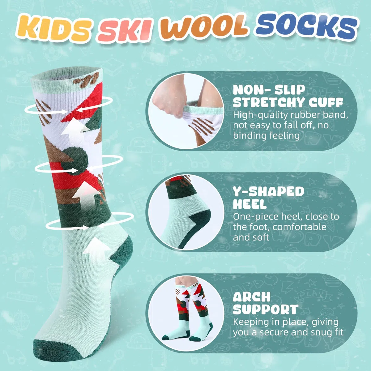 West Biking 0216056 Chaussettes de ski pour garçon Mixte