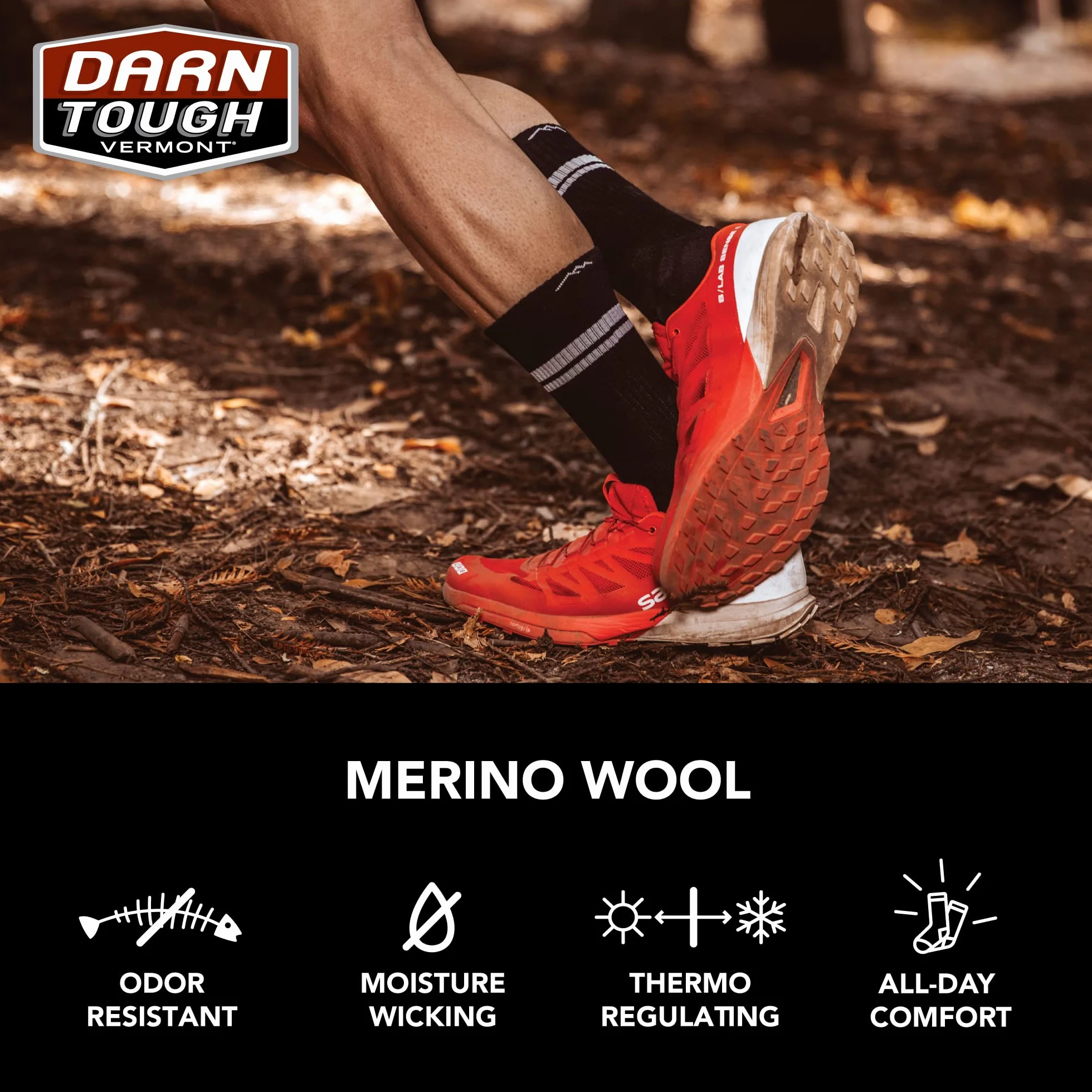 Darn Tough Quarter Chaussettes de Course légères pour Homme (Style 1715)