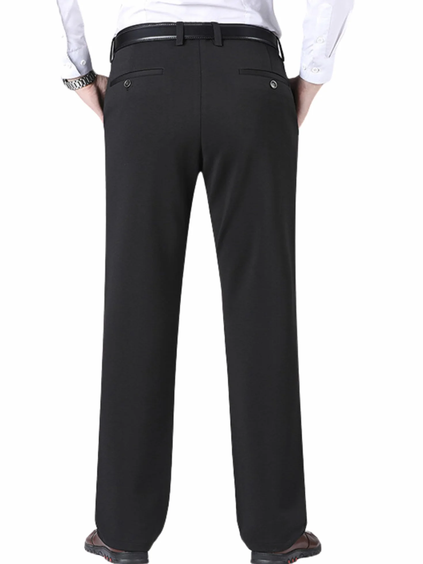 MAGIC SELECT Pantalon de Robe Homme Élégant. Pantalon de Costume, Coupe Droite avec Plis et Poches à Utiliser au Bureau, au Travail, au Serveur, au Commis de Magasin (Printemps-été)