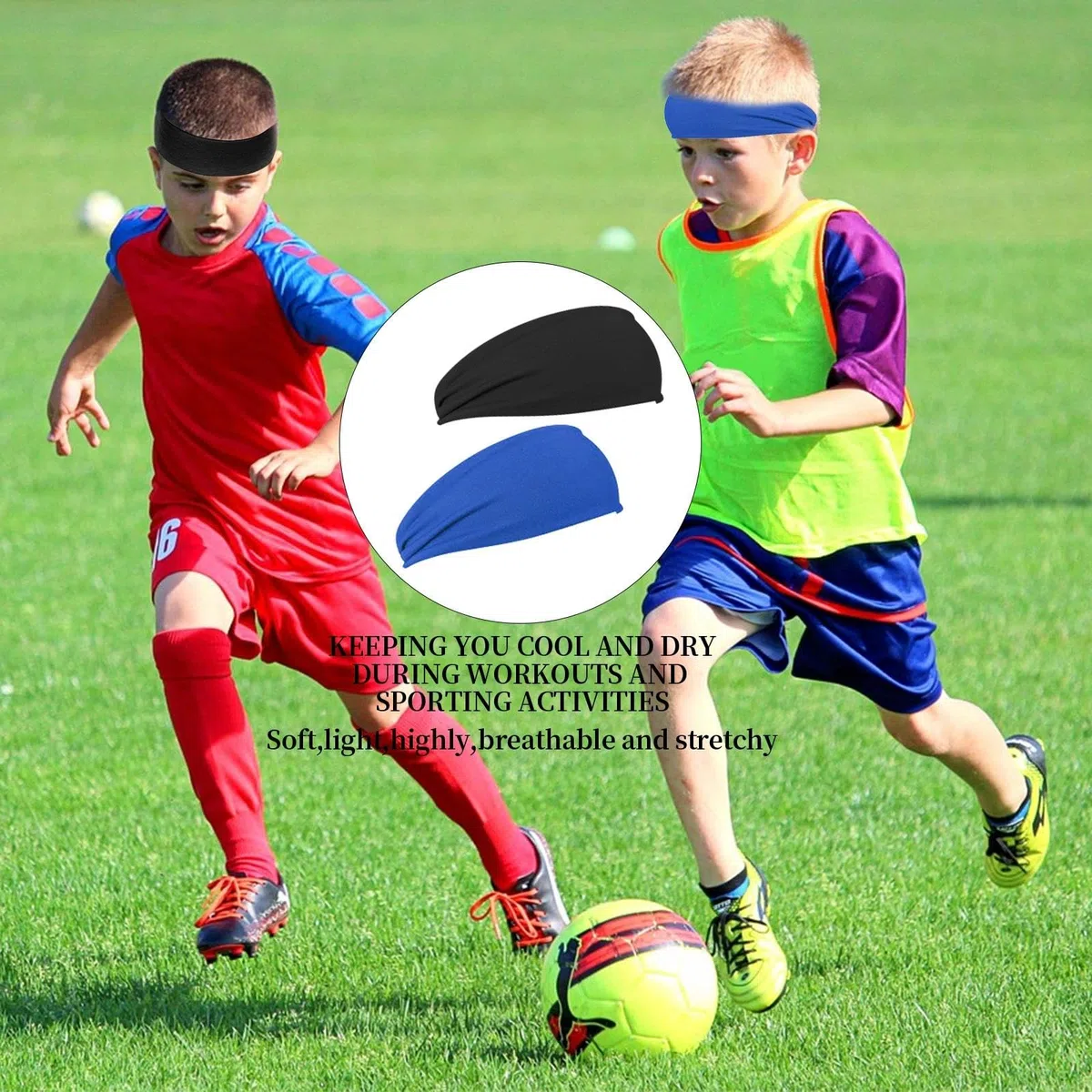 Lot de 6 bandeaux de sport pour enfants évacuant la transpiration - Élastiques et respirants - Pour jeunes, adolescents, filles et garçons - 6 couleurs