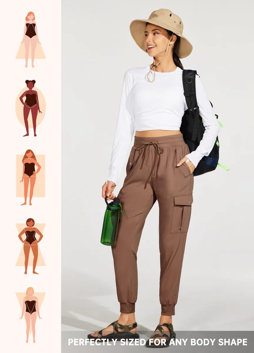 WILLIT Pantalon de jogging cargo pour femme - Pantalon de jogging léger à séchage rapide - Pantalon cargo - Pantalon d'extérieur - Pantalon de jogging athlétique - Pantalon décontracté - Imperméable
