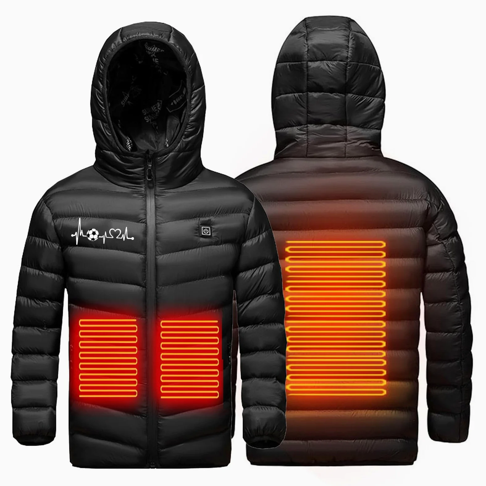 Manteau Doudoune Chauffant Enfants USB Veste Chauffant Electrique Garçons Filles avec 3 Zones de Chauffage Manche Longue Veste Chauffante Doudoune imprimé Vêtements Chauffants pour Chasse Camping