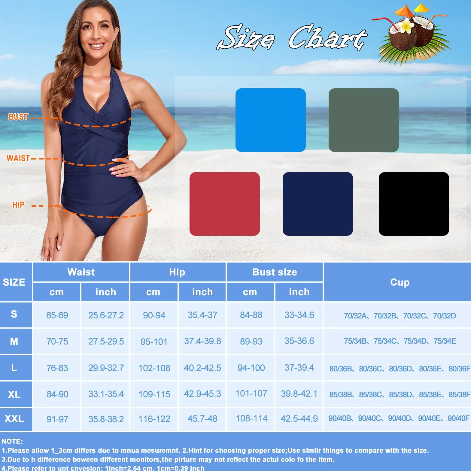 UMIPUBO Maillot de Bain Femme 1 Pieces, Maillot de Bain Devant Croisé Sexy Gainant Ventre Plat, Slim Push Up Couleur Unie Swimsuit