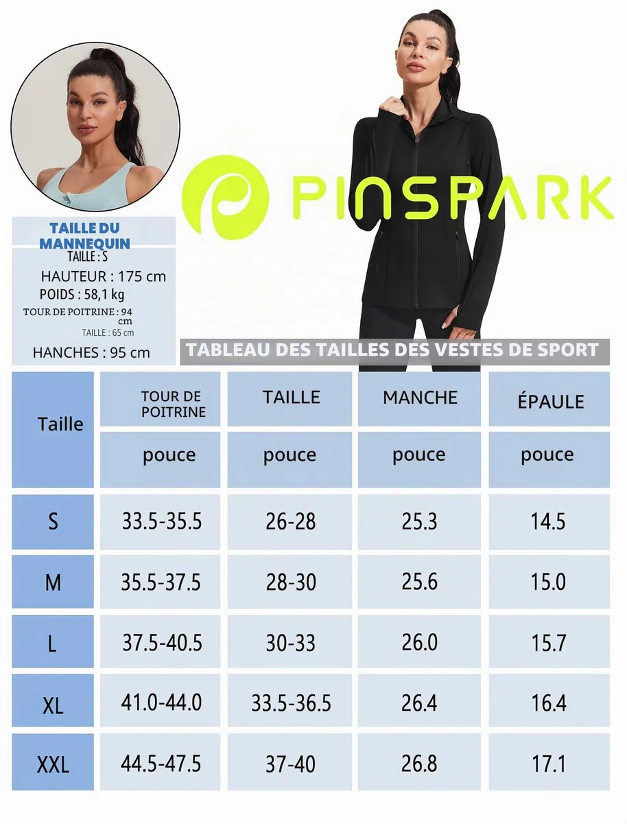 PINSPARK Veste De Course Pour Femme Veste De Sport à Manches Longues Veste D'entraînement Respirante