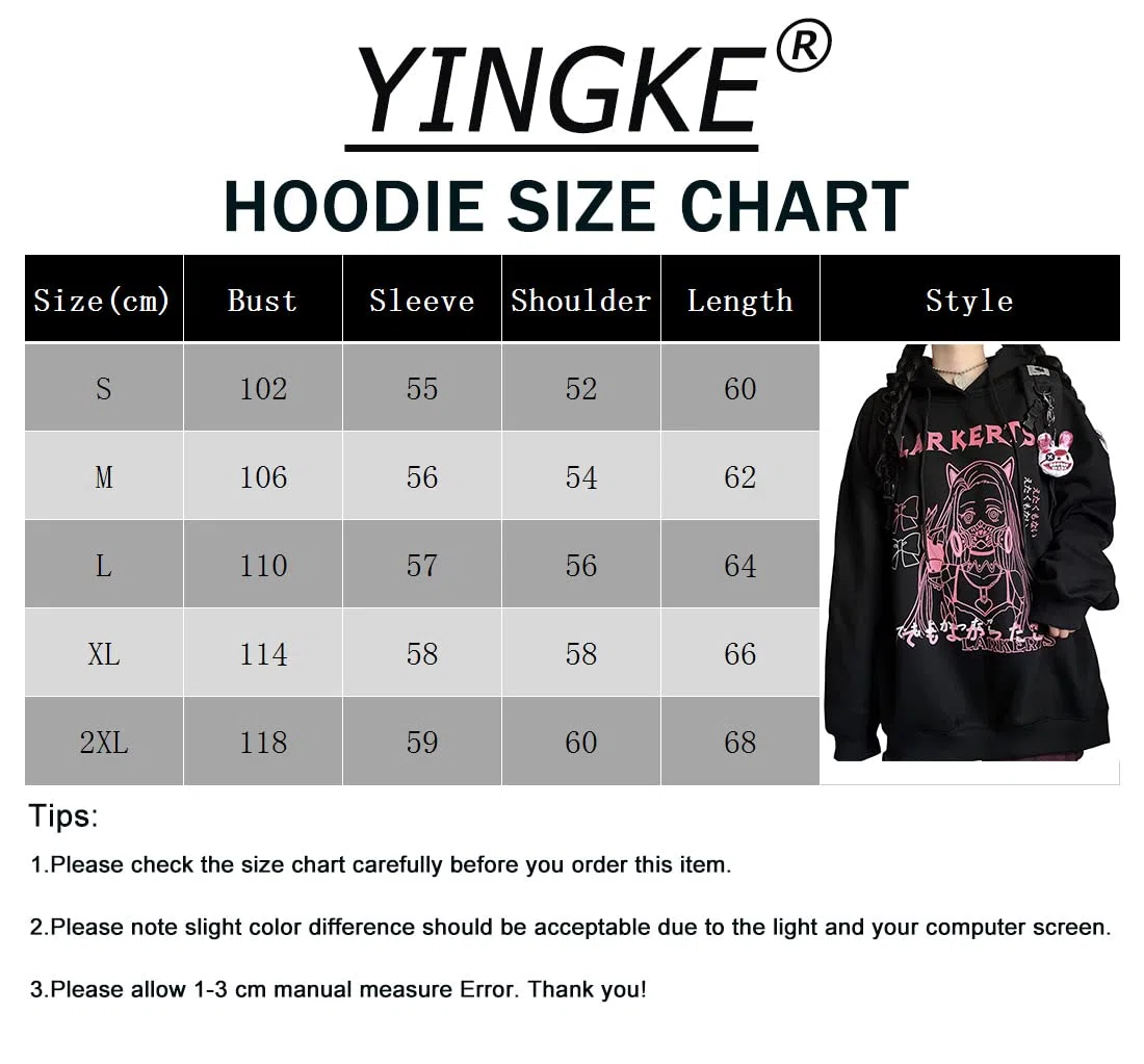 Femme Anime Manga Sweat à Capuche Fille Japonais Kawaii Vetement E-Girl Y2K Gothique Sweatshirt Harajuku Pull