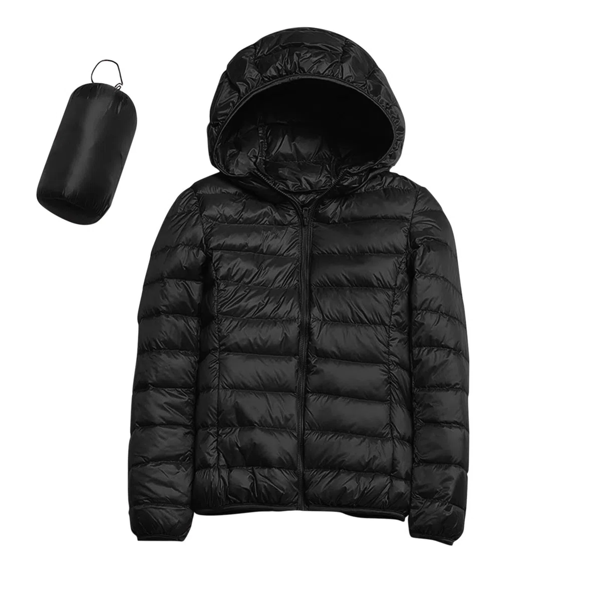 Femme Doudoune Ultra Légère Veste Hiver Chaude Compressible Pliable Manteau Duvet Courte à Capuche Matelassé Col Montant Manches Longues Décontracté Automne Extérieur Jacket Blouson Randonnée