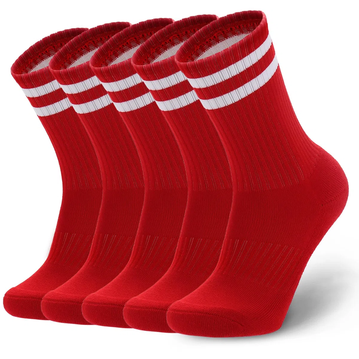 Geebuzz Lot de 5 paires de chaussettes rayées rembourrées en coton pour homme, femme, adolescent