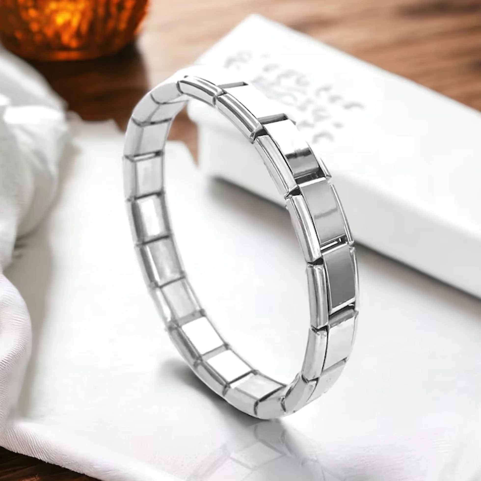 Quiges - Module de lien de charme de style italien de 9 mm en acier inoxydable et verre coloré pour bracelets de style italien