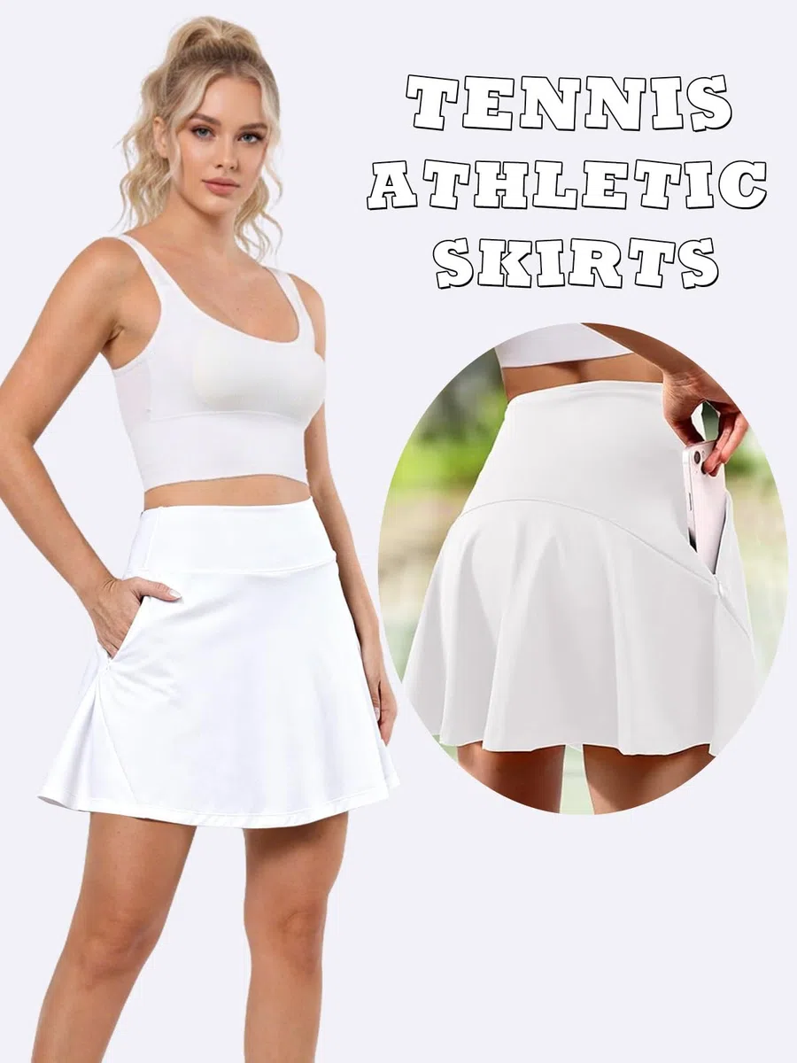 Soudittur Jupes de Tennis Femmes Taille Haute- Jupe de Sport avec Poche Zippée Jupe de Golf avec Pantalon Intérieur Activewear Jupe