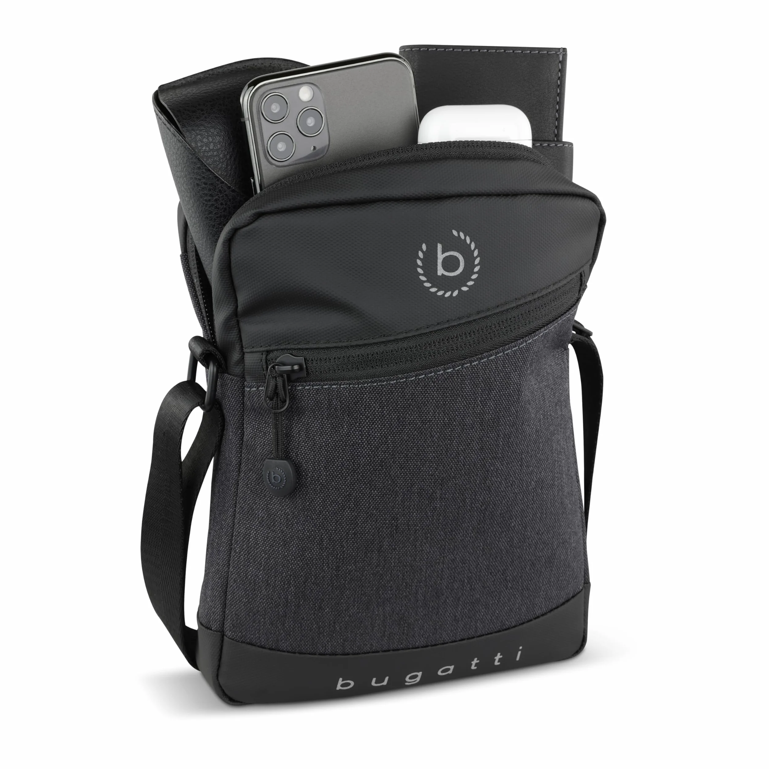 bugatti Universum Sac à bandoulière pour homme, sac à bandoulière en XS ou S, noir