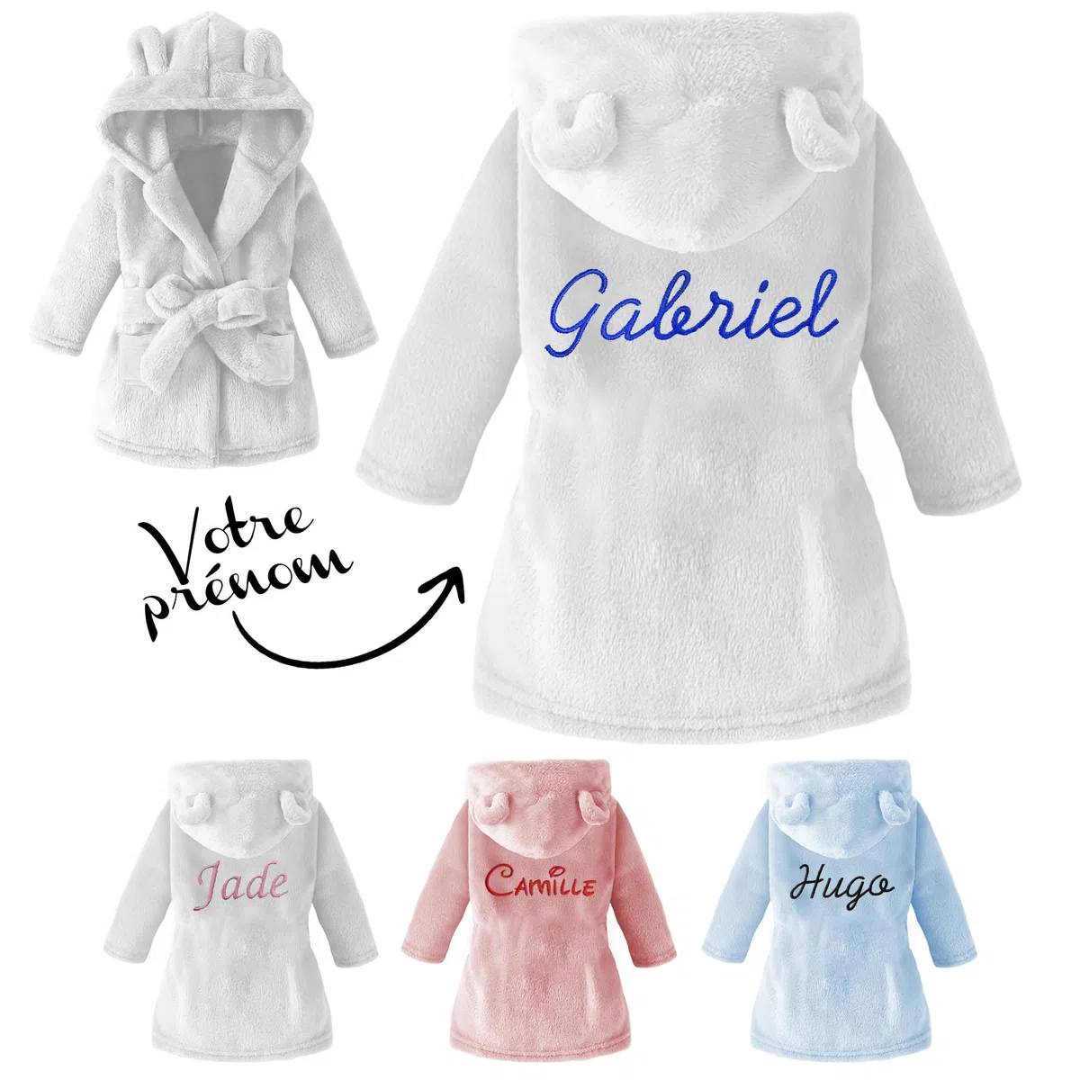 KDO MAGIC Peignoir bébé personnalisé - Doux et Moelleux - Personnalisable et brodé avec Un prénom - Garçons & Filles
