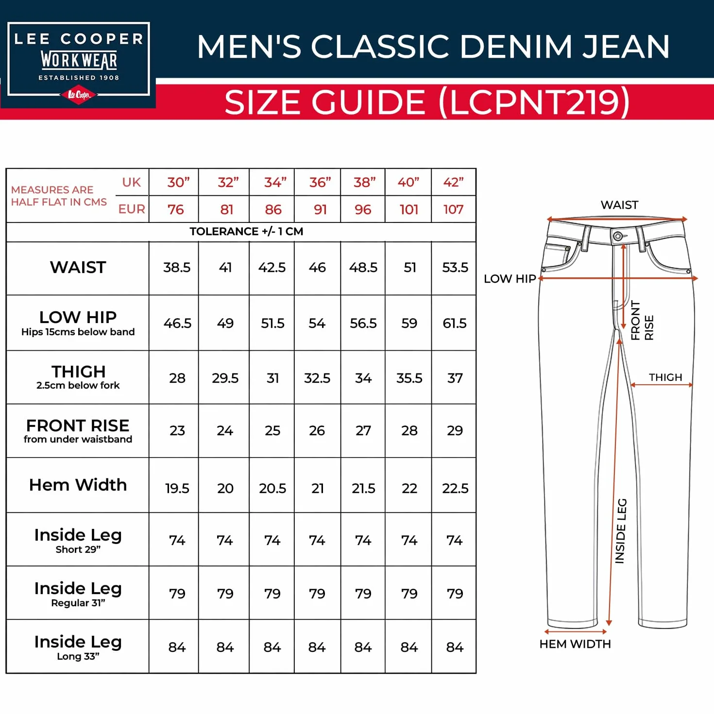 Lee Cooper Lee Cooper Jean en Denim Stretch Jean de Travail en Denim Extensible Homme (Lot de 1)