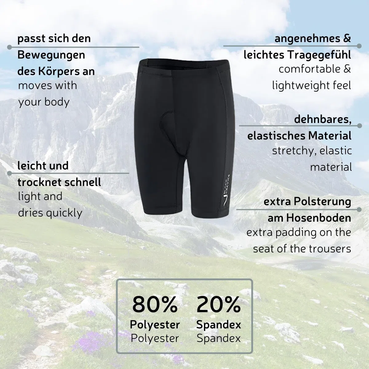 Black Crevice Damen Fahrradhose - Shorts - Occasionnel - Femme
