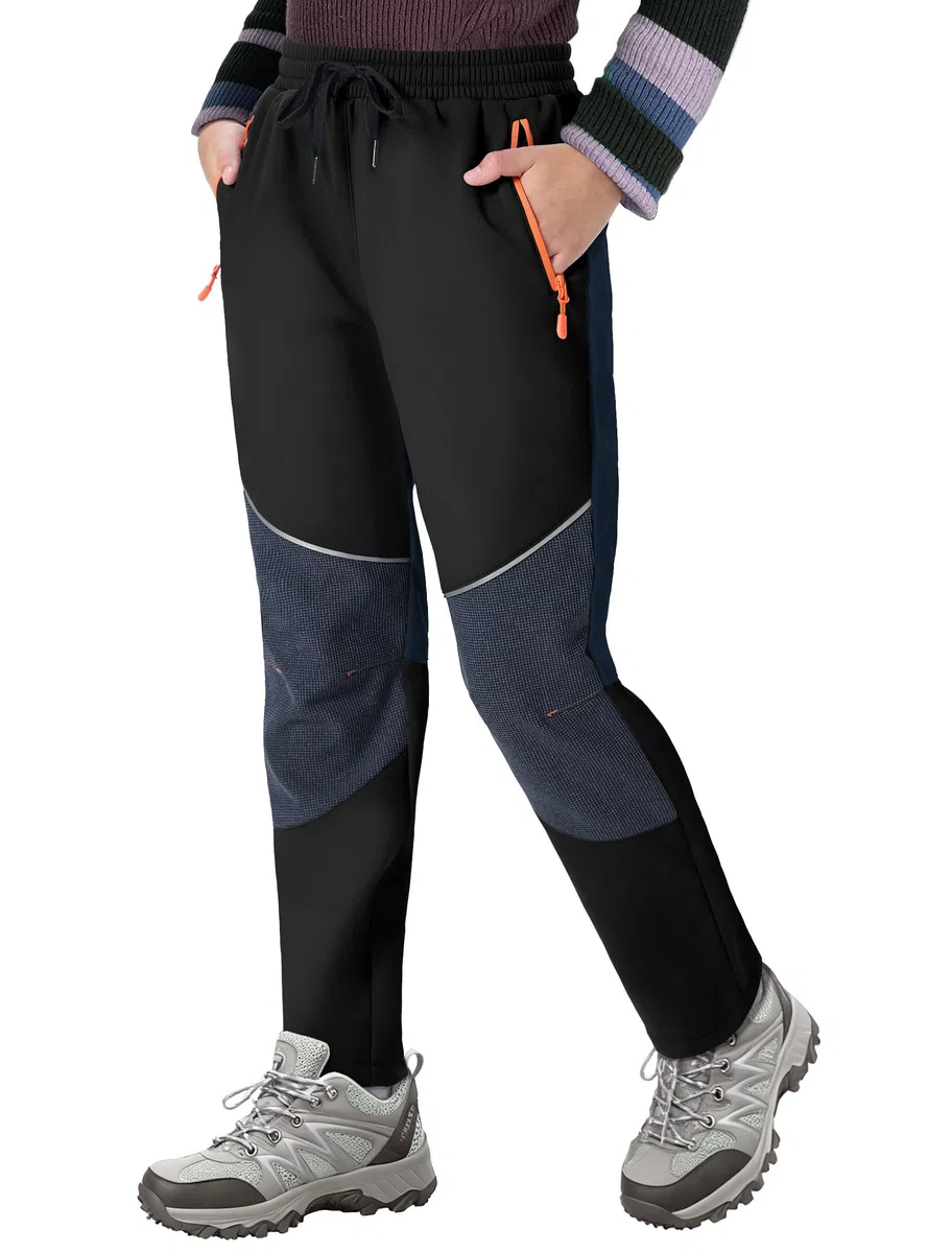 ANGEL CITIZ Pantalon Ski Enfant Softshell Doublé Thermique Imperméable Coupe Pantalon de Montagne Outdoor Randonnée Neige pour Garçons Filles