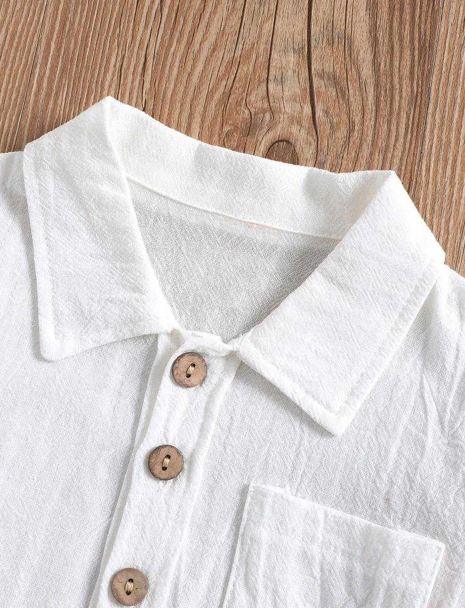 AIEOE 2-Piece Bébé Garçon Ensemble avec Manches Courtes et Short à Taille Elastique en Coton et Lin pour 6 Mois - 4 Ans