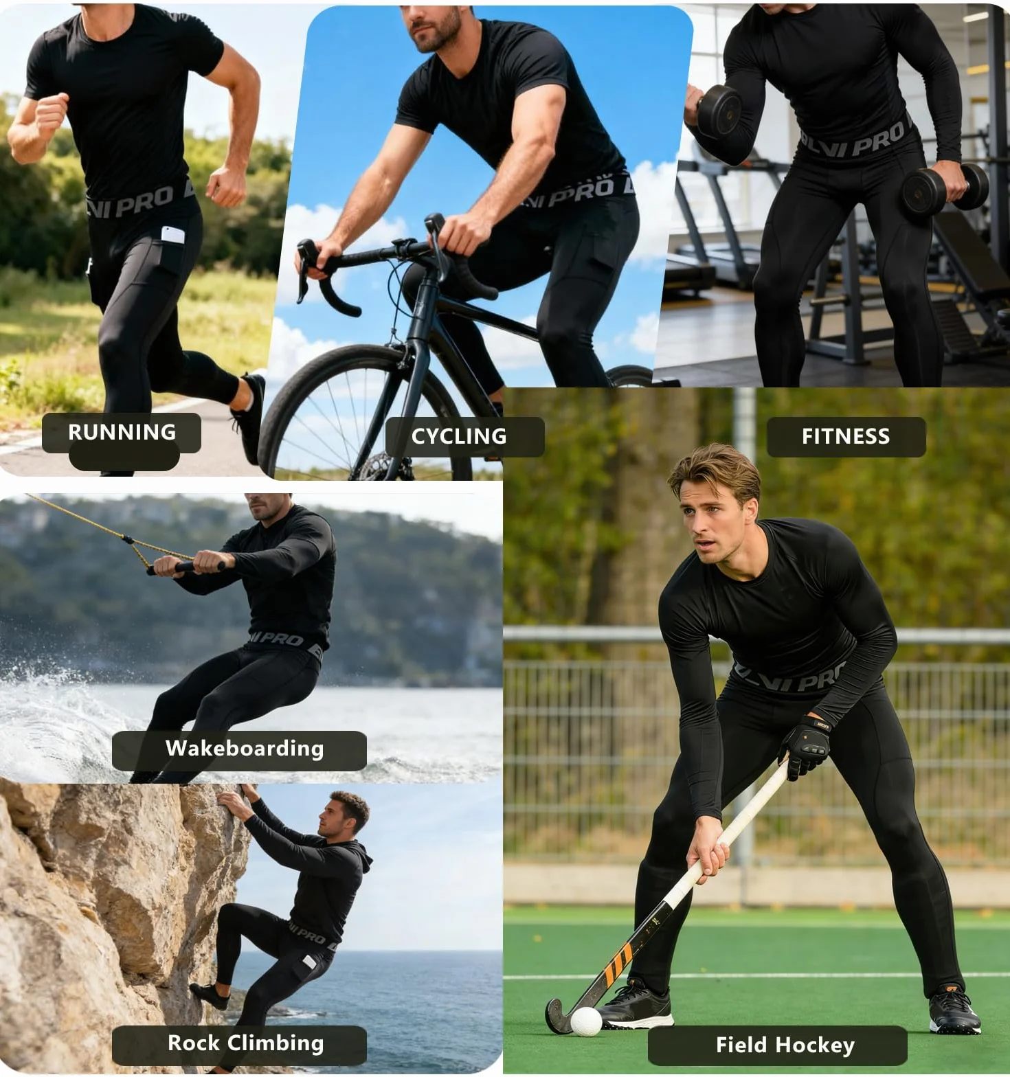 Leggings Sport pour Hommes Base Layers Running Fitness Pantalon de Compression