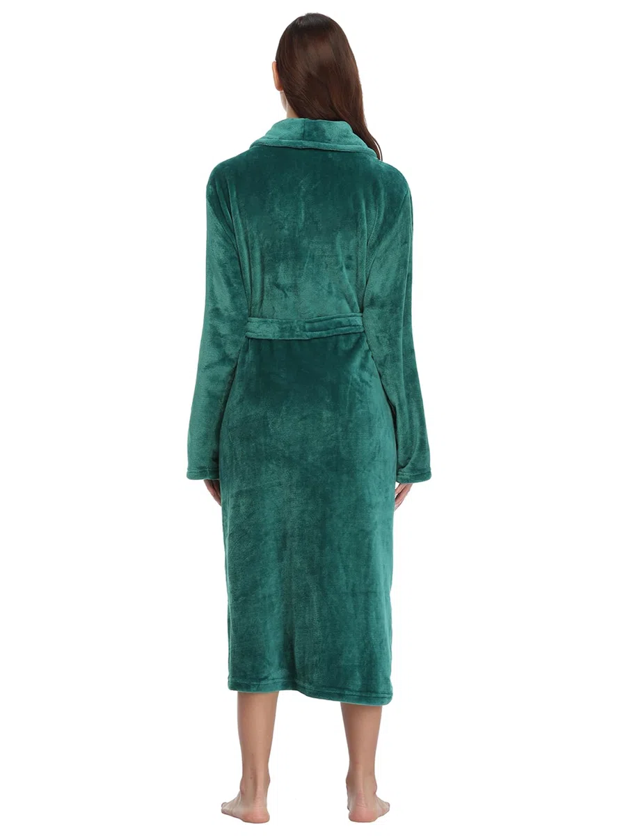 RONGTAI Peignoir long en polaire pour femme